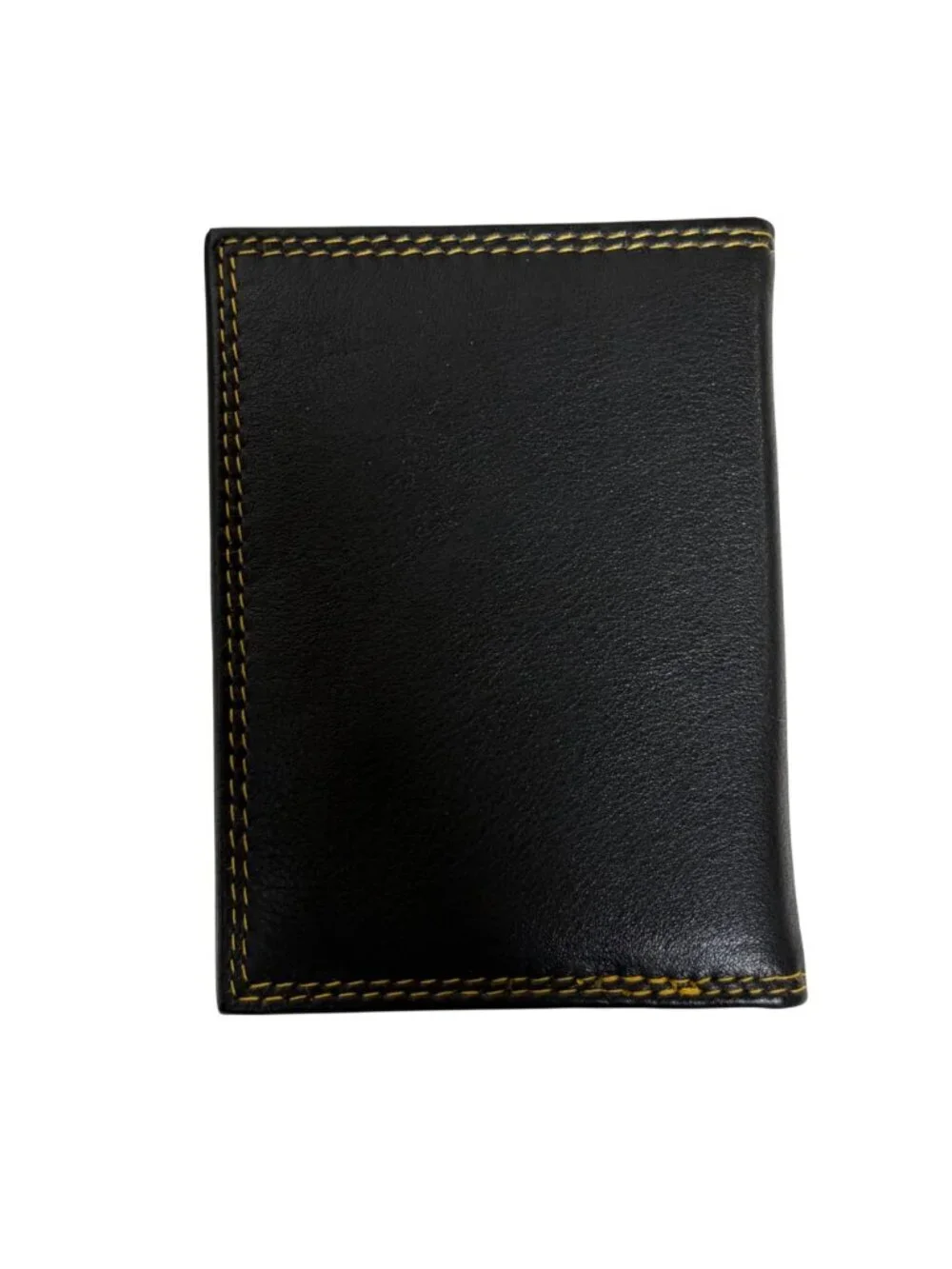 Borgo Etruschi Leather Card Case Black Yellow ID Credit Business Made in Italy